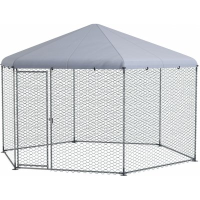 PAWHUT Výběh pro slepice šestiúhelník kovový se střechou 400 x 263 x 346 cm – Sleviste.cz