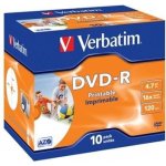 Verbatim DVD-R 4,7GB 16x, printable, jewel, 1ks (43521) – Zboží Mobilmania