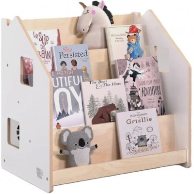BusyKids Dětská knihovna Domeček - oboustranná natur/bílá – Zboží Dáma