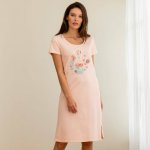 krátká noční košile s krátkými rukávy a potiskem květin světle růžová – Zboží Mobilmania