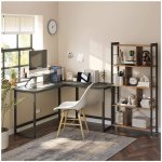 VASAGLE rohový s policí černý 140 x 76 x 130 cm – Sleviste.cz