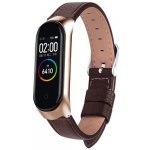 Xiaomi Kožený náhradní náramek pro Mi Band 5/6 Barva: tmavě hnědá - růžově zlatá (rose gold) – Zbozi.Blesk.cz