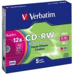 Verbatim CD-RW 700MB 8-12x, SERL, slimbox, 5ks (43167) – Zboží Živě