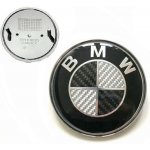 Znak BMW na kufr (74mm) CARBON černá + bílá - zadní logo