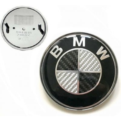 Znak BMW na kapotu (82mm) CARBON černá + bílá - přední logo – Zboží Mobilmania