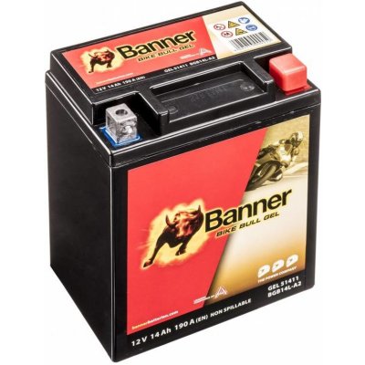 Baterie gelová 12V, YTX14AHL-BS/YB14L-A2, 14Ah, 190A, BANNER Bike Bull GEL 134x89x166 – Sleviste.cz