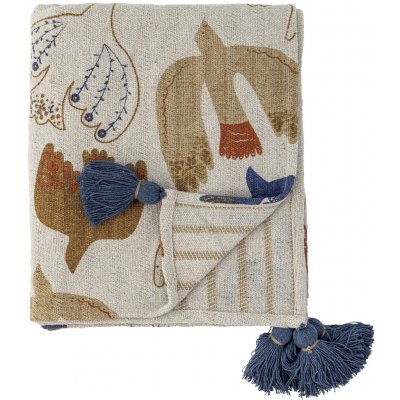 Bloomingville Bavlněný přehoz Anniversary 160 × 130 cm, béžová barva, textil – Hledejceny.cz