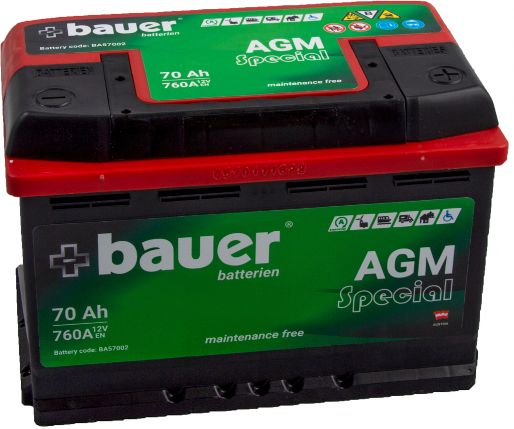Bauer AGM 12V 70Ah 760A BA57002