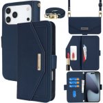 AppleKing s popruhem ve stylu psaníčka pro iPhone 17 Pro Max - tmavě modré – Zboží Mobilmania