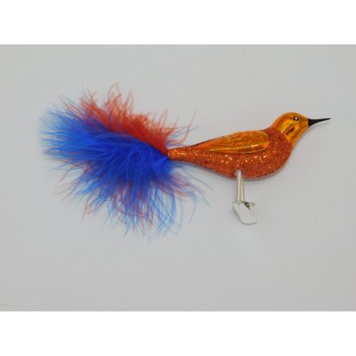 Ornex Skleněná vánoční ozdoba ptáček oranžový 8 x 4 x 12 cm – Hledejceny.cz