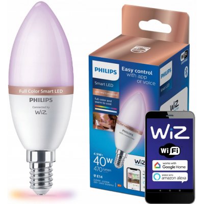 Philips WiZ LED candle B37 4.9W/40W E14 RGB 470lm Dim – Hledejceny.cz