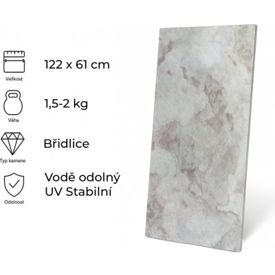 Windu Kamenná dýha Sanjeevani White 1220 x 610 mm 0,74m² – Sleviste.cz