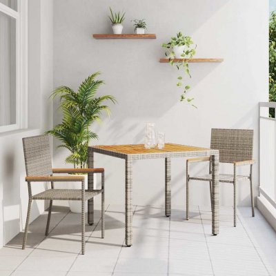 Omaxi 455222 Zahradní jídelní souprava 3 pcs Šedá 90 x 90 x 75 cm polyratan – Hledejceny.cz