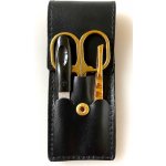 DUP Cestovní kožená manikúra 230401 černá s pozlacenými nástroji – Zboží Mobilmania