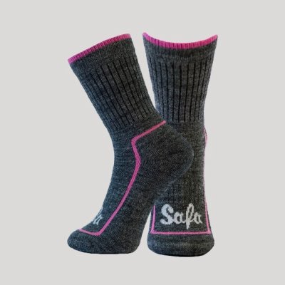 SAFA Dva páry merino ponožek Arizona s vlněným froté šedá/růžová