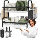 Odkapávač na nádobí DVOUÚROVŇOVÝ Stojící Nerezový Černý Kovový Odkapávač – Zboží Dáma