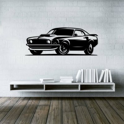 Dřevěný obraz auta na zeď - Ford Mustang – Zboží Mobilmania