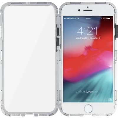 Pouzdro Beweare Magnetické oboustranné s tvrzeným sklem iPhone 7 Plus / iPhone 8 Plus - stříbrné