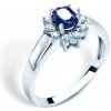Prsteny Savicki zásnubní prsten bílé zlato modrý safír SAVST05