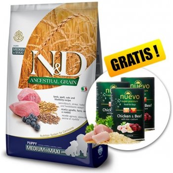 N&D Ancestral Grain Puppy Medium & Maxi Lamb & Blueberry 12 kg