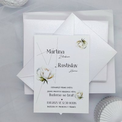 Svatební oznámení Bílá růže 1 – Zboží Dáma