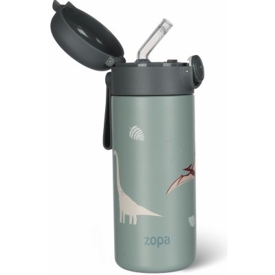 Zopa Dětská termoska na pití s brčkem a držákem 350 ml Dino – Hledejceny.cz