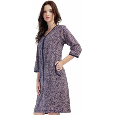 Květovaný župan nebo košilka pro ženy na kojení celopropínací na zip 1G0621 modrá – Zboží Dáma