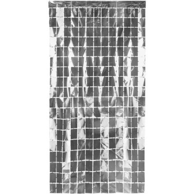 Párty závěs se čtverečky “STŘÍBRNÝ”, 100x200 cm – Hledejceny.cz