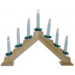 svícen vánoční el. 7 svíček,teplá BÍ,jehlan,dřev.přírodní,do zásuv – Zboží Dáma