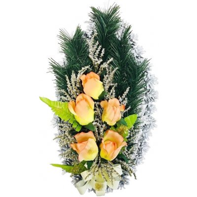 Smuteční kytice z umělých květin slza - oranžová