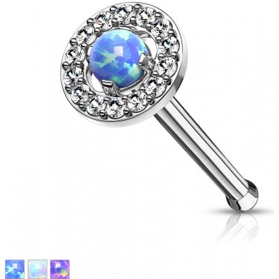 Šperky eshop piercing do bříška z oceli srdíčka glazura s imitací opálu duhové odlesky U10.14 Modrá – Zboží Mobilmania