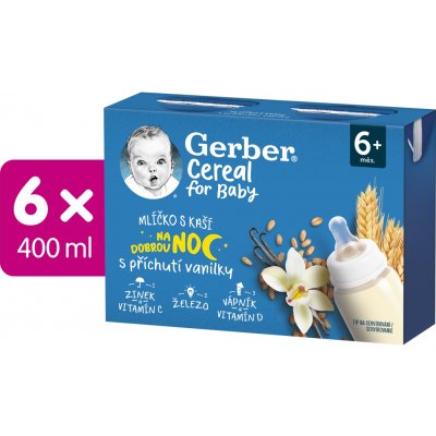 GERBER Mléko z ovesných vloček s vanilkovou příchutí 6x2x200 ml – Zboží Dáma