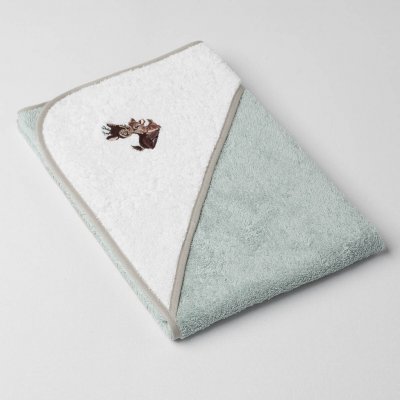 Veba LOTA osuška s kapucí zelenošedo/bílá s výšivkou Kamarádi z lesa šedá lemovka 75 x 75 cm – Hledejceny.cz