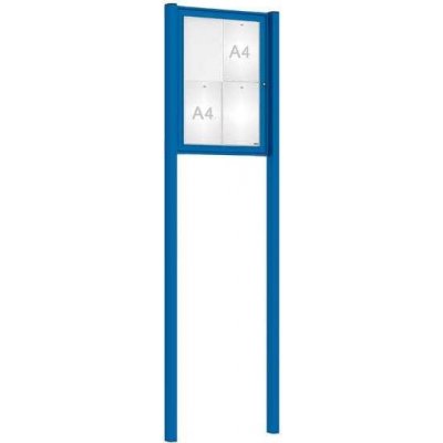 PROCITY Venkovní elegantní vitrína Tradition, 4 x A4, včetně sloupků, modrá – Zboží Živě