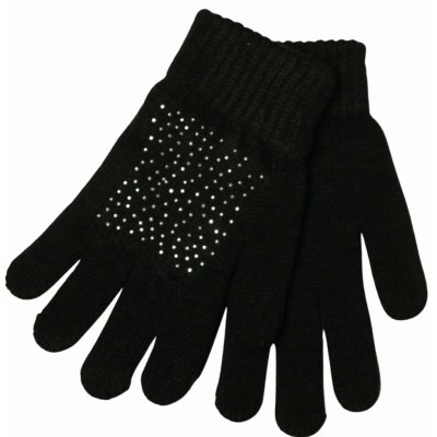 hřejivé dámské pletené rukavice s kamínky černá – Zboží Mobilmania