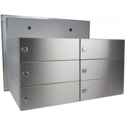 6x poštovní schránka B-042 k zazdění do sloupku + čelní deska s 6x zvonkem a přípravou pro HM - NEREZ / šedá – Zboží Mobilmania