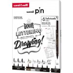 Uni pin sada Lettering dárkový box 8 linerů + shalaku mikrotužka mix barev – Zboží Dáma