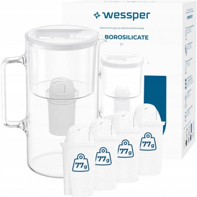 Wessper D2 Borosilicate 3 l bílý + filtr 5 ks – Zboží Mobilmania