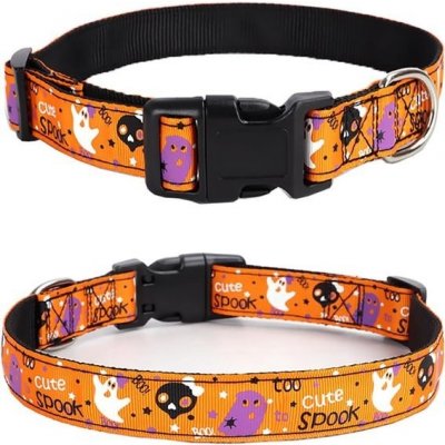 DAIHAQIKO Halloweenské obojky pro psy Podzimní obojky pro domácí mazlíčky Dýňový obojek s lebkou – Zbozi.Blesk.cz