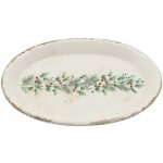 Béžový keramický podnos s cesmínou Holly Christmas Antique – 25*18*2,5 cm - Chic Antique – Hledejceny.cz