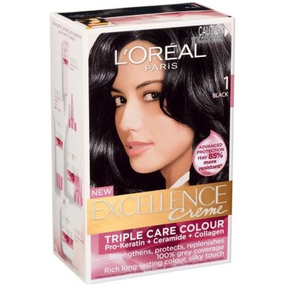 L'Oréal Excellence dlouhotrvající barva na vlasy 1 černá 172 ml od 144 Kč -  Heureka.cz