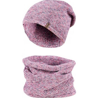 Biju dámský zimní set čepice a tunel Mark melír růžové a šedé 7100331-14 – Zboží Dáma
