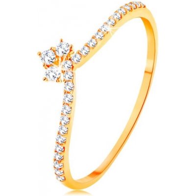 Šperky Eshop Prsten ve žlutém zlatě linie čirých zirkonů na ramenech blýskavá korunka S3GG154.84 – Hledejceny.cz