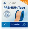 Náplast LIVSANE Tejpovací páska premium 2.5cm x 5m fixační tejpovací páska 5 m