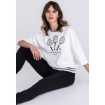 Tuzzi COLLEGE dámská mikina bílá s potiskem kamínky a 3/4 rukáv – Zboží Mobilmania