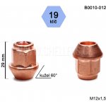 Kolová matice M12x1,5 kužel otevřená s měděným povrchem, klíč 19, B0010-012, výška 29 – Hledejceny.cz