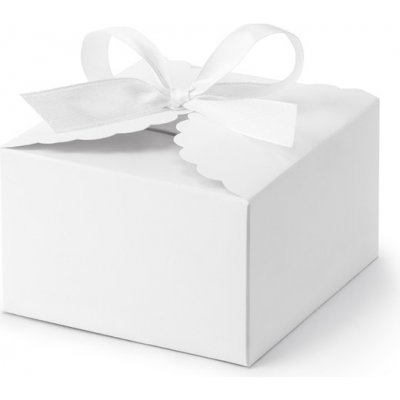 PartyDeco Krabičky na dárky - bílé se stuhou 10 ks – Zboží Mobilmania