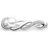 Brož Gaura Pearls stříbrná brož s řiční perlou a zirkony Jess stříbro SK21242BR bílá