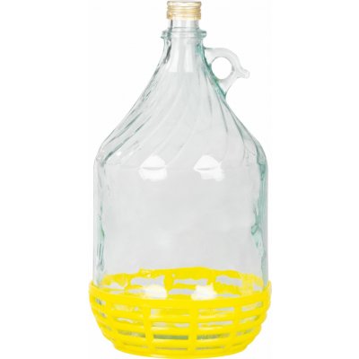 Demižon 5l se šroubovacím uzávěrem v plastovém koši – Sleviste.cz