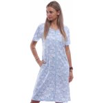 Župan nebo košilka těhotenská i kojící na zip a bílé květy 1G0700 modrá – Zboží Mobilmania